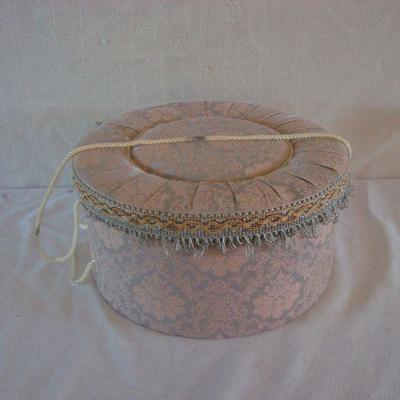 Pair (2) Decorative Padded Hat Storage Box 