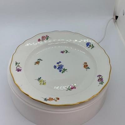 Set of 6 antique Meissen scattered flowers pattern dinner plates 