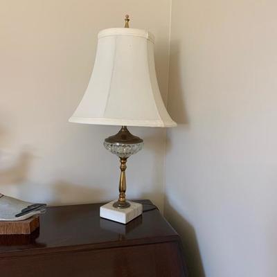 Diminutive vintage brass & glass lamp