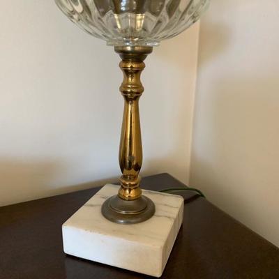 Diminutive vintage brass & glass lamp