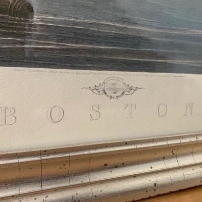 Large framed historic Boston Harbor print