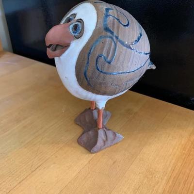 Cute artisan pottery owl, signed Susan Davis, dated 1983