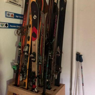 Skis and storage box