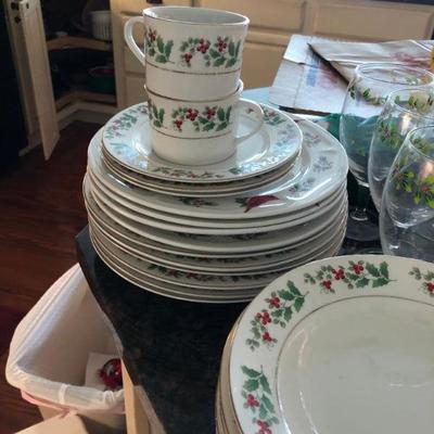 Christmas dishes and glasses