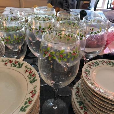 Christmas dishes and glasses