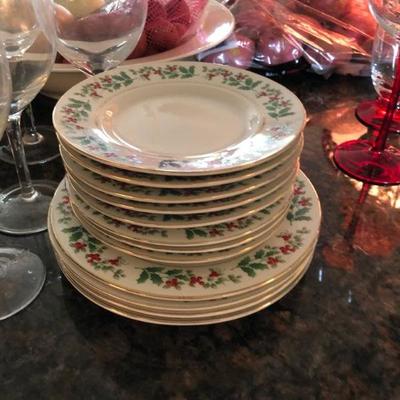 Christmas dishes and glasses
