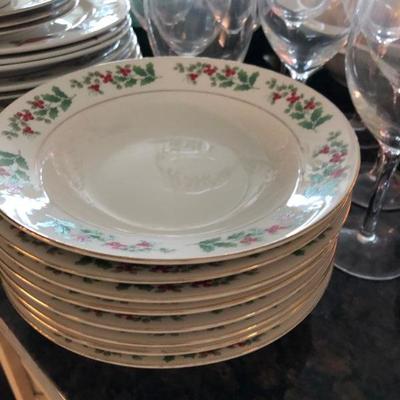 Christmas dishes and glasses