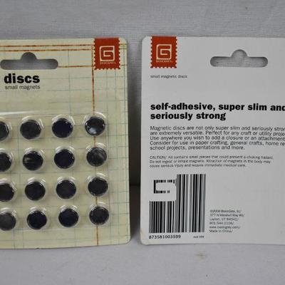 Basic Grey Magnetic Discs. Small, Self-Adhesive, Strong, 40 Total Discs- New