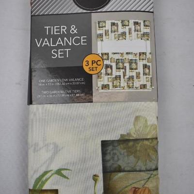 Tier & Valance Set, 3 pieces - New