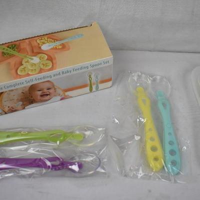LullaBaby Complete Self-Feeding/Baby Feeding Spoon Set. 6 Spoons & Reusable Case
