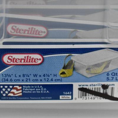 Sterilite 6 Quart Clear Stacking Closet Storage Box w/ White Lid (12 Pack) - New