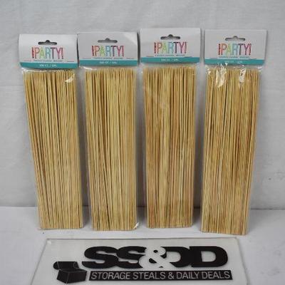 Bamboo Skewers, 4 packages of 100 each - New