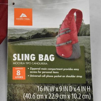 Ozark Trail 8L Sling Bag, Dark Red - New