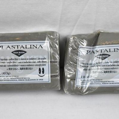 Plastilina 2 packages Molding Clay (1 pound each) Gray - New