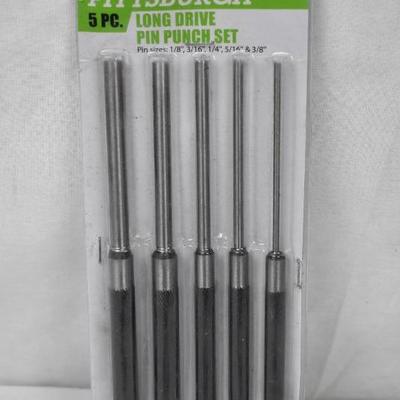 5 pc Long Drive Punch Set Tools by Pittsburgh - New