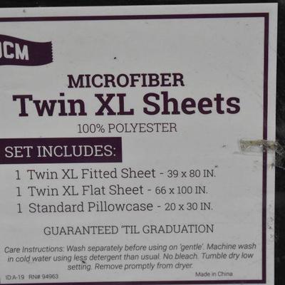 Twin XL Microfiber Sheet Set, Black - New