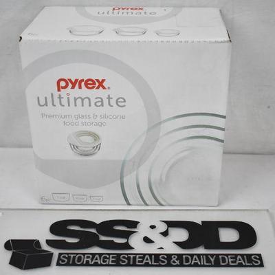 Pyrex Ultimate 6 pc Premium Glass & Silicone Food Storage Set - New
