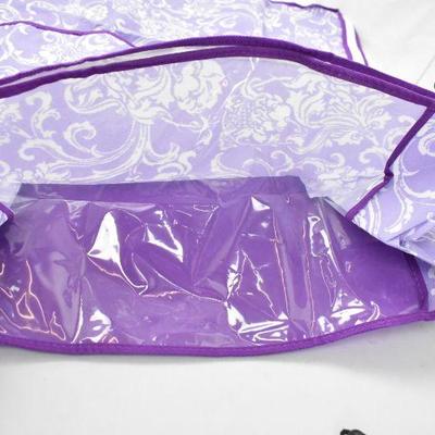 Purple/White Storage Bag Set of 2, Scroll Design Jumbo Size - New