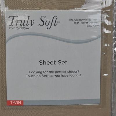 Twin, Khaki Twin Sheet Set, Truly Soft Everyday - New