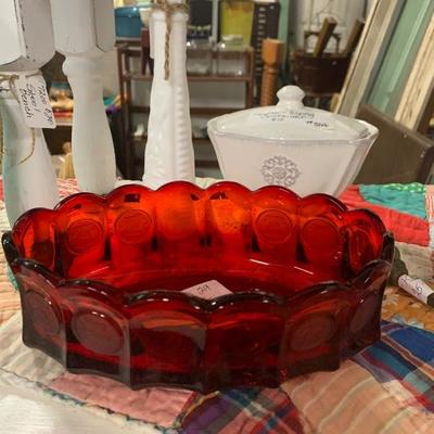 Red Fostoria bowl 