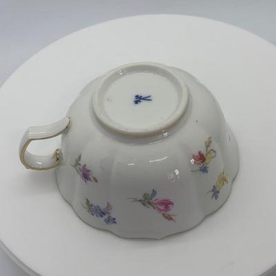 Antique Meissen Hand-painted porcelain tea cup and saucer set