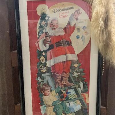 Early Christmas Coke cardboard handing advertisement 