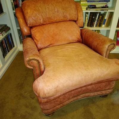 Vintage Pink Leather Lounger Club Chair
