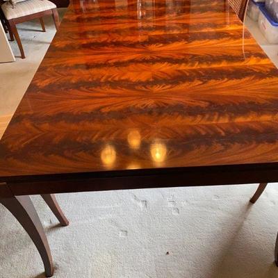 Mahogany Tiger Wood Table with Six Chairs 