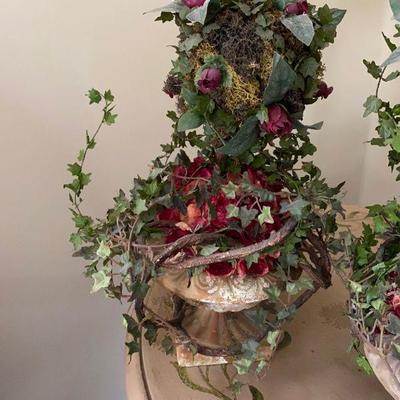 Two Rose Topiaries with Pots 