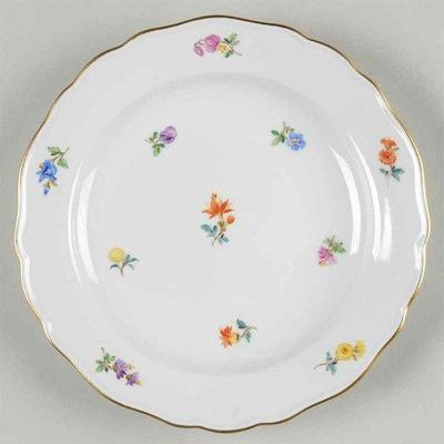 6 Antique Meissen Scattered Flowers Pattern Bread and Butter Plates hand painted porcelain