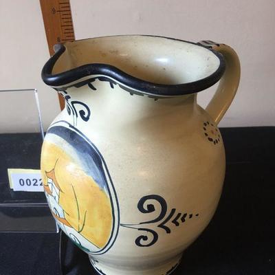 Hand painted Italian pottery pitcher
