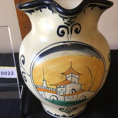 Hand painted Italian pottery pitcher