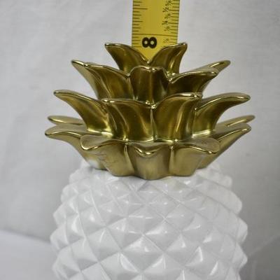 Pineapple Bookends, White & Gold