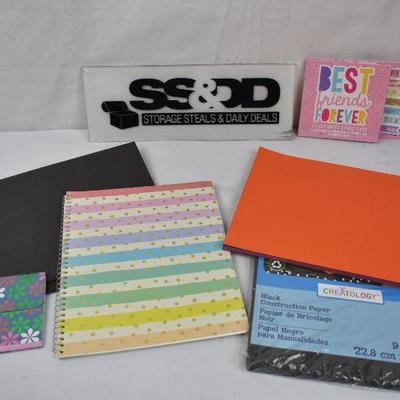 Misc Crafting Lot: Construction Paper, Notebook, Sticky Notes, etc