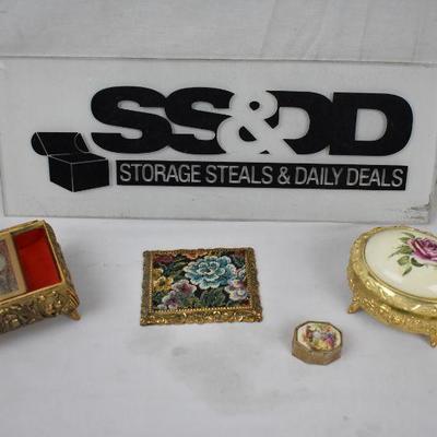3 pc Vintage Jewelry Boxes (1 is a music Box)