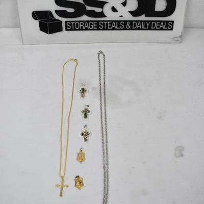 7 pc Religious Jewelry: 2 Necklaces & 5 Pendants - Vintage