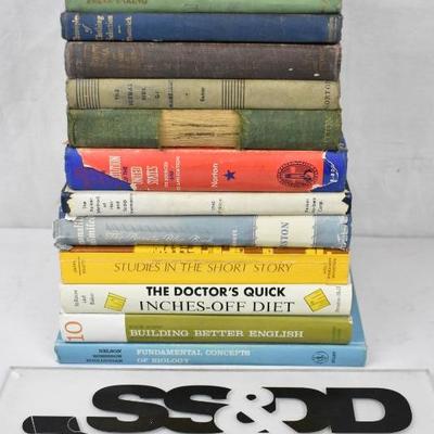 Qty 13 Vintage Non-Fiction Books: Business Speller -to- Concepts in Biology