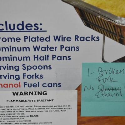 24 pc Buffet Set: Missing Serving Fork & Ethanol Cans