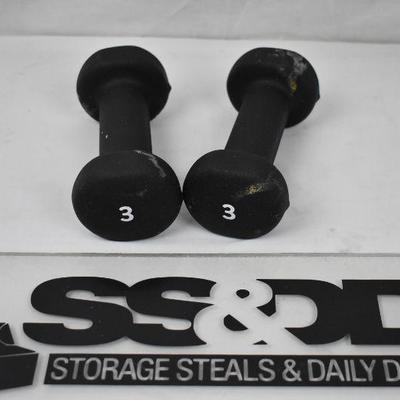 Set of 3 pounds Hand Weights, Black 