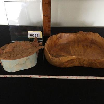Burl wood hand made bowl and Swedish wood box