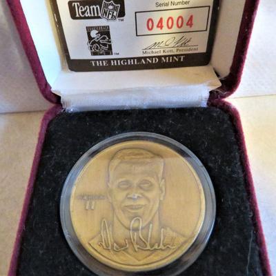 Bronze Mint Coin NFL DREW BLEDSOE QB NE Patriots w/ COA Limited Edition