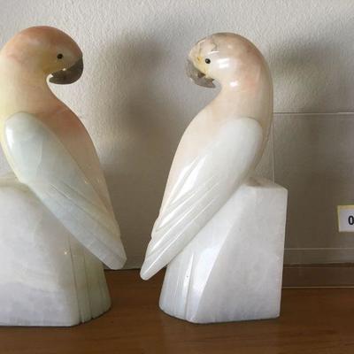 Alabaster Parrot bookends. Super charming