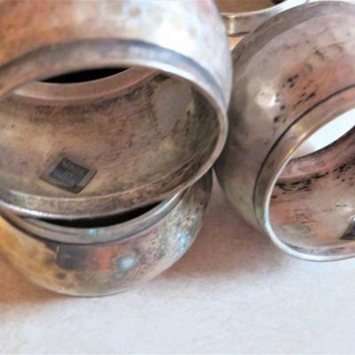 Vintage Round Napkin Holders Made in India (4) Hammered Aluminum