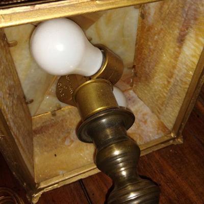 SOLD Amazing Antique Slag Glass Lamp