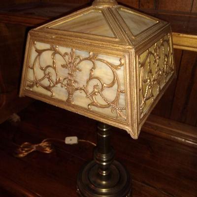 SOLD Amazing Antique Slag Glass Lamp