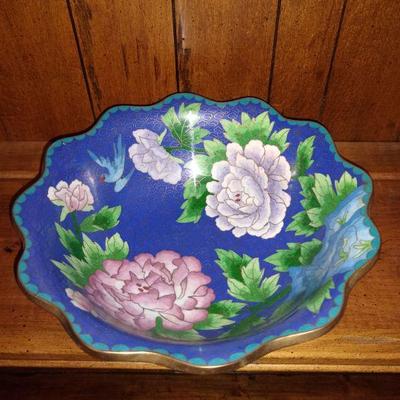 Chinese Cloisonne Scalloped Bowl