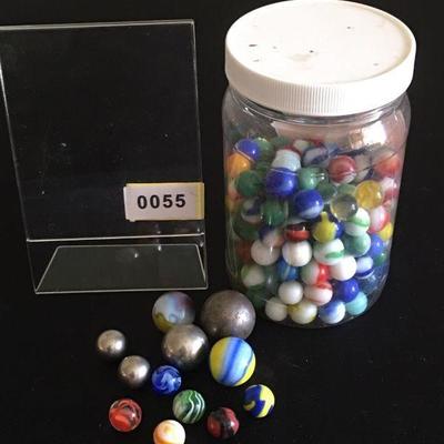 Jar of vintage marbles
