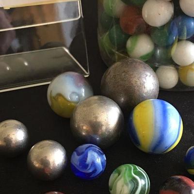 Jar of vintage marbles