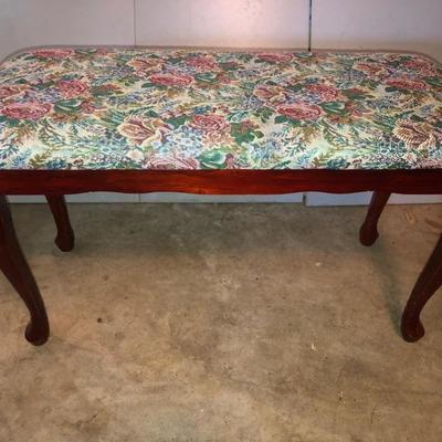 Tapestry covered wood bench