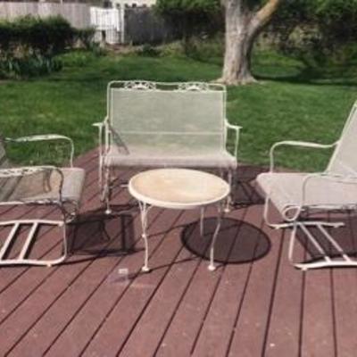 Vintage Painted Iron Four-Piece Patio Seating Set